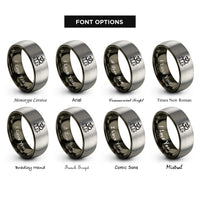 font options for inside engraving on gunmetal & silver jain om lotus rings