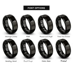 font options for inside engraving on black january carnation rings