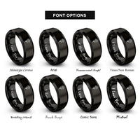 font options for inside engraving on black january carnation rings