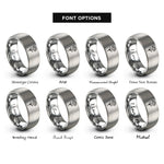 font options for inside engraving on gray january carnation rings