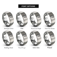 font options for inside engraving on gray january carnation rings