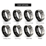 font options for inside engraving on black & silver japan rings