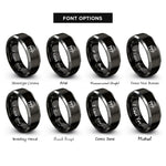 font options for inside engraving on black & silver japan rings