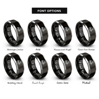 font options for inside engraving on black & silver japan rings