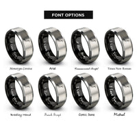 font options for inside engraving on black & silver japan rings