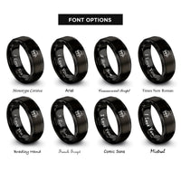 font options for inside engraving on black japan rings