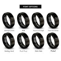font options for inside engraving on black japan rings