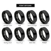 font options for inside engraving on black japan rings