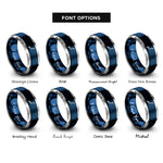 font options for inside engraving on blue & silver japan rings