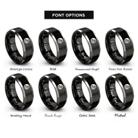 font options for inside engraving on black & gray japan flag rings
