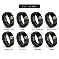 font options for inside engraving on black japan flag rings
