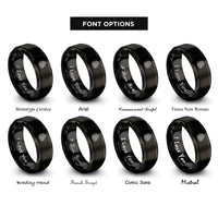 font options for inside engraving on black japanese ryu dragon rings