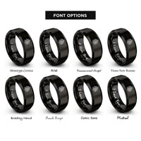 font options for inside engraving on black japanese ryu dragon rings