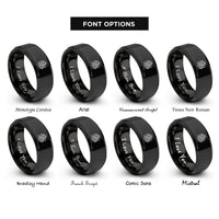 font options for inside engraving on black japanese ryu dragon rings