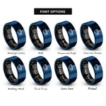 font options for inside engraving on black & blue java rings