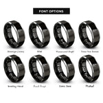 font options for inside engraving on black & gray java rings