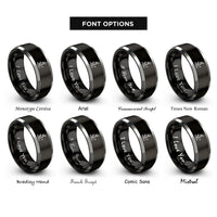 font options for inside engraving on black & gray java rings
