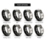 font options for inside engraving on black & grey java rings