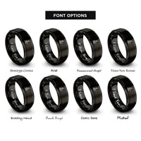 font options for inside engraving on black java rings
