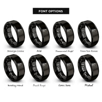 font options for inside engraving on black java rings