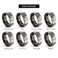 font options for inside engraving on gunmetal & grey java rings