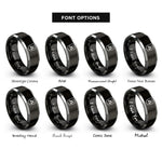 font options for inside engraving on black & grey javascript rings