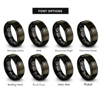 font options for inside engraving on gunmetal & black javascript rings
