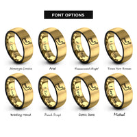 font options for inside engraving on black & gold jawbone rings