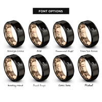 font options for inside engraving on black & rose gold jawbone rings