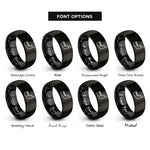 font options for inside engraving on black jawbone rings