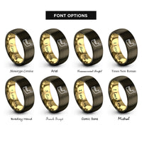 font options for inside engraving on gunmetal & gold jawbone rings
