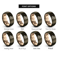 font options for inside engraving on gunmetal & rose gold jawbone rings