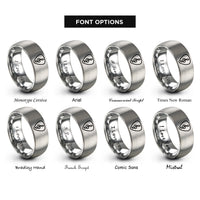 font options for inside engraving on grey jazz clef rings