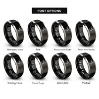 font options for inside engraving on black & gray jazz kit rings