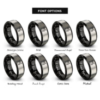 font options for inside engraving on black & gray jazz kit rings