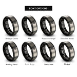 font options for inside engraving on black & silver jelling beast motif rings