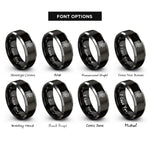 font options for inside engraving on black & grey jelling beast motif rings