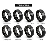 font options for inside engraving on black jelling beast motif rings