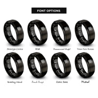 font options for inside engraving on black jelling beast motif rings