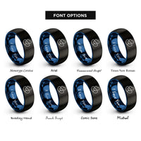 font options for inside engraving on black & blue jelly beans rings