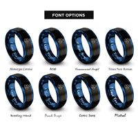 font options for inside engraving on black & blue jelly beans rings