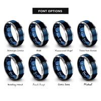 font options for inside engraving on blue & silver jelly beans rings