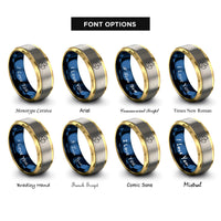 font options for inside engraving on gold & blue & grey jelly beans rings