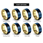 font options for inside engraving on gold & blue jelly beans rings