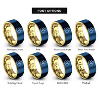 font options for inside engraving on gold & blue jelly beans rings