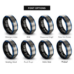 font options for inside engraving on black & blue & gray jellyfish rings