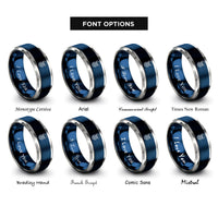 font options for inside engraving on blue & silver jellyfish rings