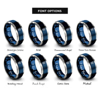font options for inside engraving on blue & silver jellyfish rings