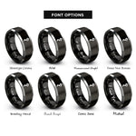 font options for inside engraving on black & grey jera rings