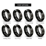 font options for inside engraving on black & silver jerry can rings